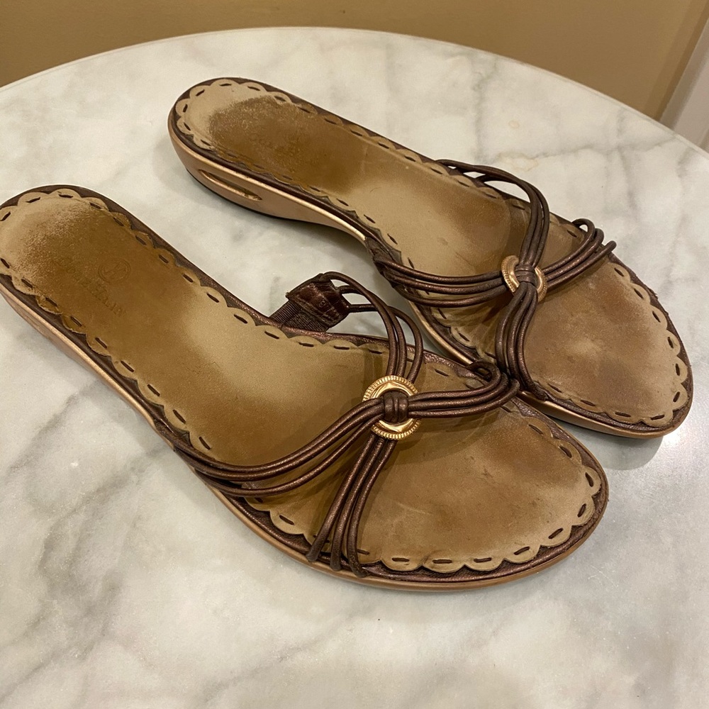 Cole Haan sandals bronze with gold tone circle